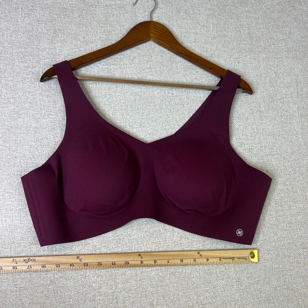Honeylove Crossover Wireless Bra Burgundy Plum Seamless Support Size 3X LWBR0101